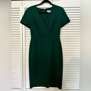 Calvin Klein Dark Green Wrap-Style Sheath Dress